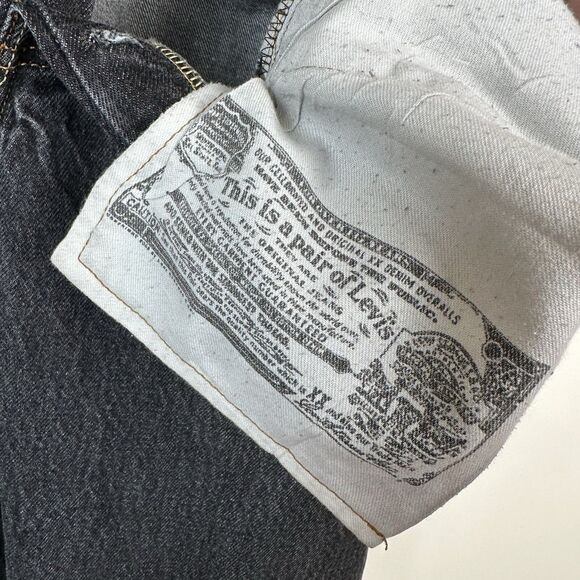 Levis 501 Jeans Mens 32X32 (30X29" ACTUAL) Black Button up Straight Leg Jean - Picture 7 of 9